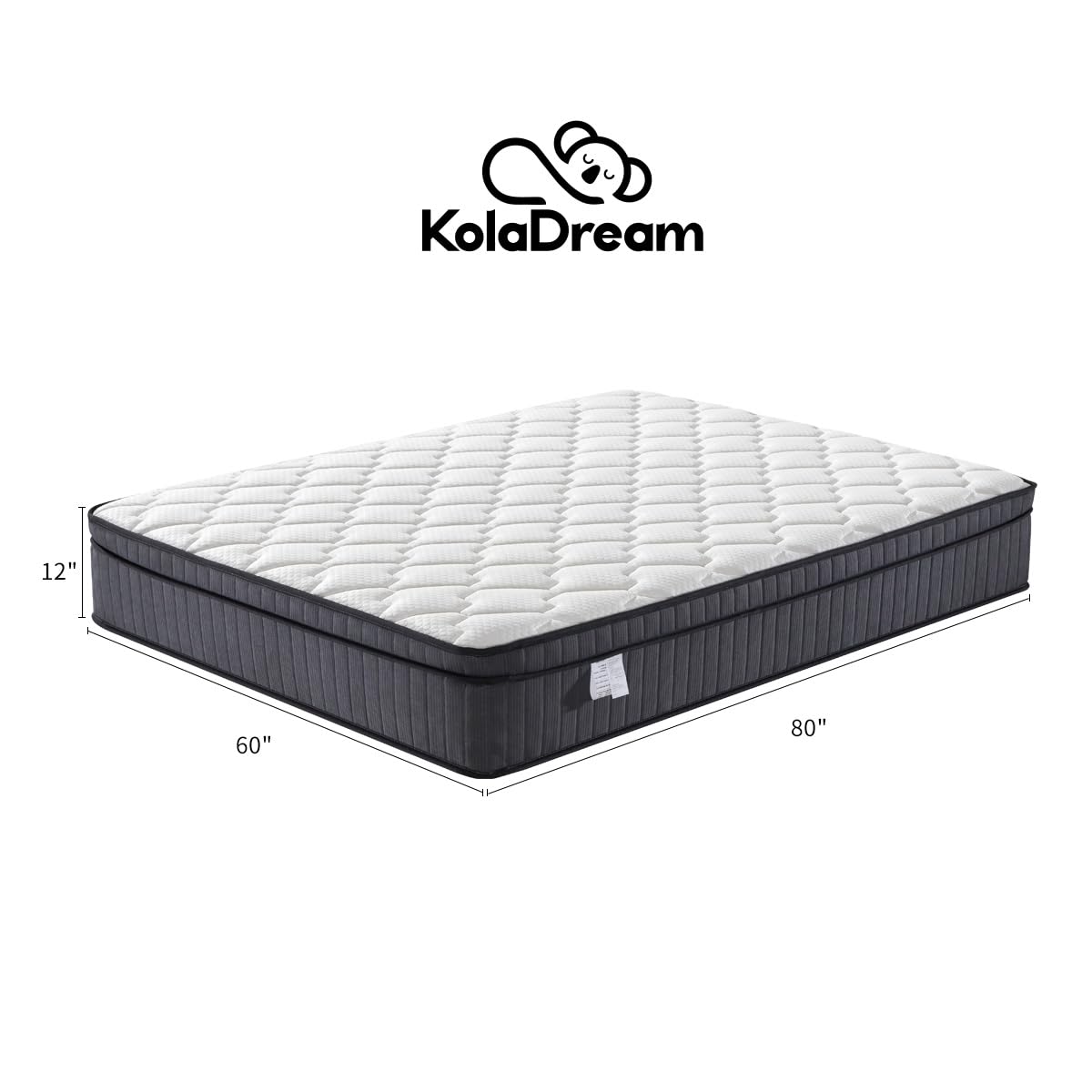 Koladream 12 Inch Queen Size Mattress, Memory Foam And Pocket Spring Hybrid Mattress With Plush Feel Zero Pressure Mattresses In