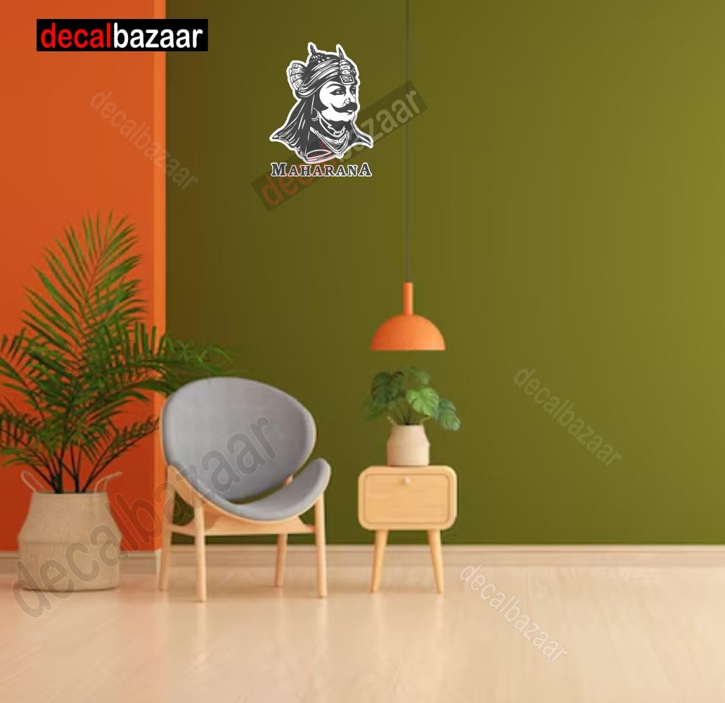 decalbazaar Vinyl Maharana Pratap Singh Glossy Glass Wall Vehicle Sticker, 11 x 8.5 Inches Black