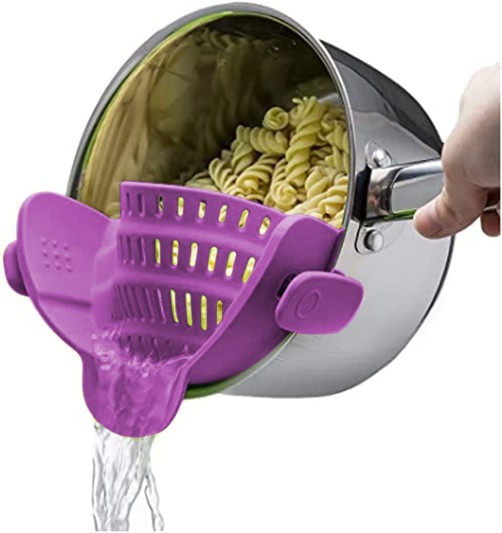 Kitchen Gizmo Snap N Strain Pot Strainer And Pasta Strainer - Strainers And Colanders - Adjustable Silicone Clip On Strainer For