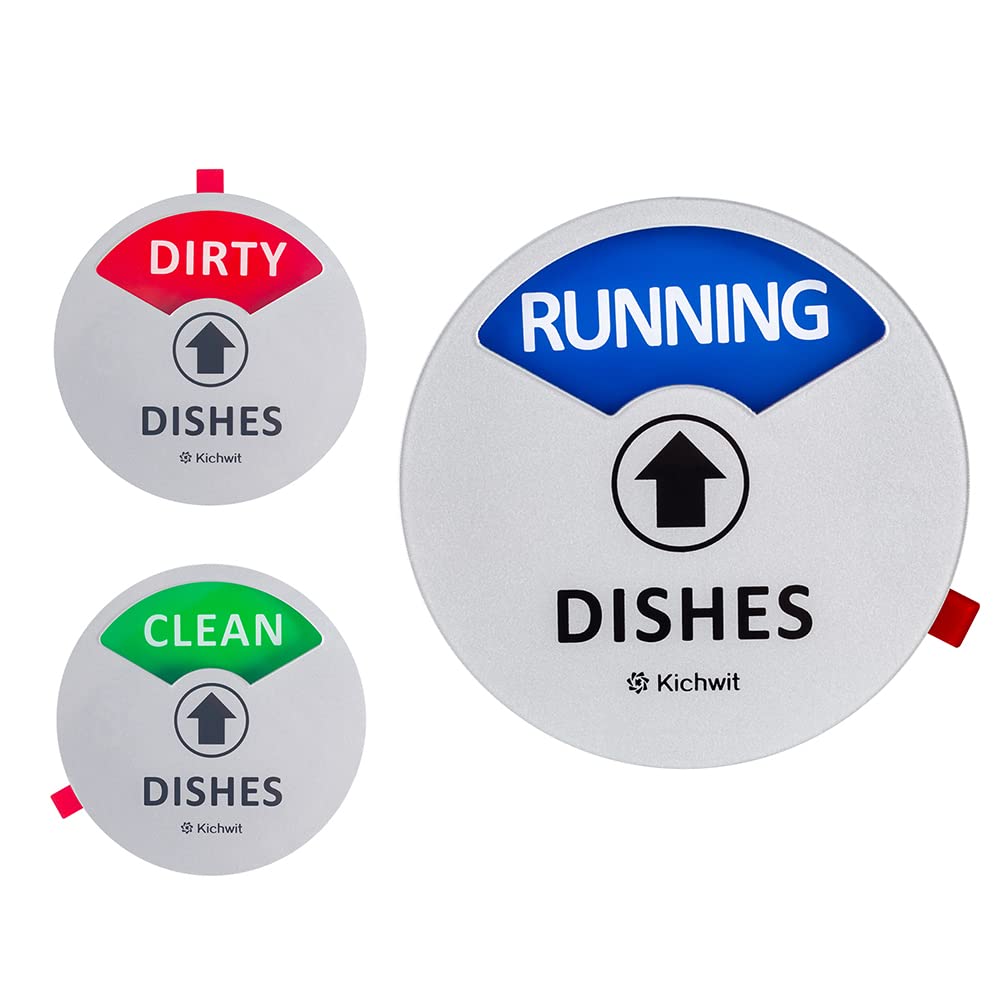 Kichwit Clean Dirty Dishwasher Magnet With The 3Rd Option Running   , Perfect For Quiet Dishwashers, Non-Scratch Strong Magnet B