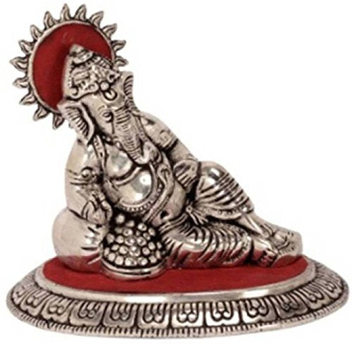 Lavanaya Silver -Lord Ganesha Idol Ganpati Idol Showpiece | Statue (10 Cm x 11 Cm x 11 Cm, Silver Plated) (Silver, 22x20x12 CM)
