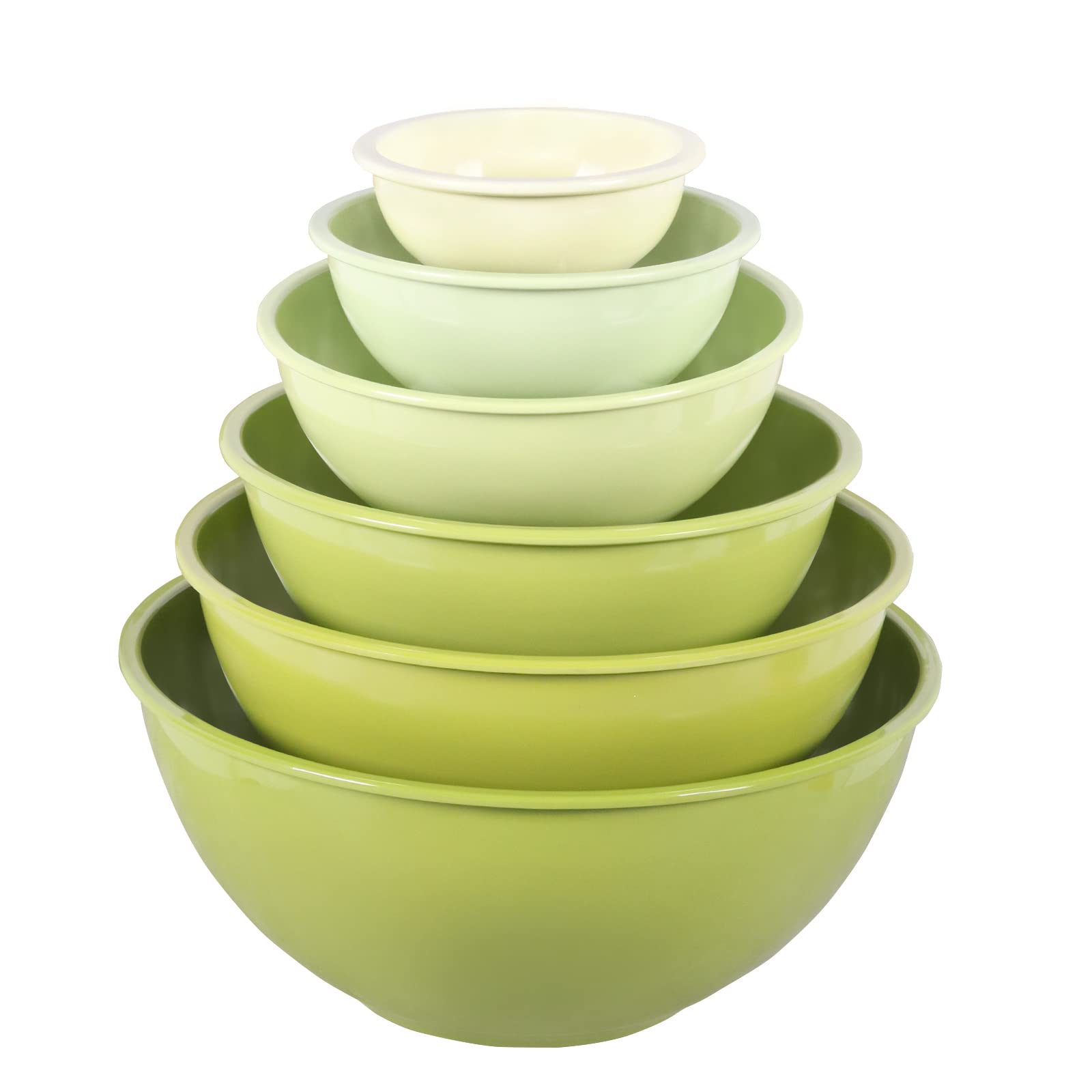 Lok-Osemile Melamine Mixing Bowls With Lids - 12 Piece Nesting Bowls Set 6 Bowls And 6 Lids, Mixing Bowl Set (Green Ombre)