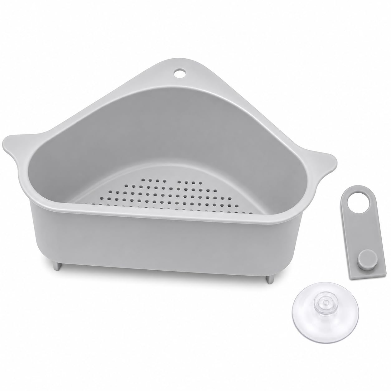Xolengta Kitchen Sink Corner Organizer With Suction Cup, Fast Draining Triangle Sink Caddy Basket For Sponge, Scrubber, Soap & D