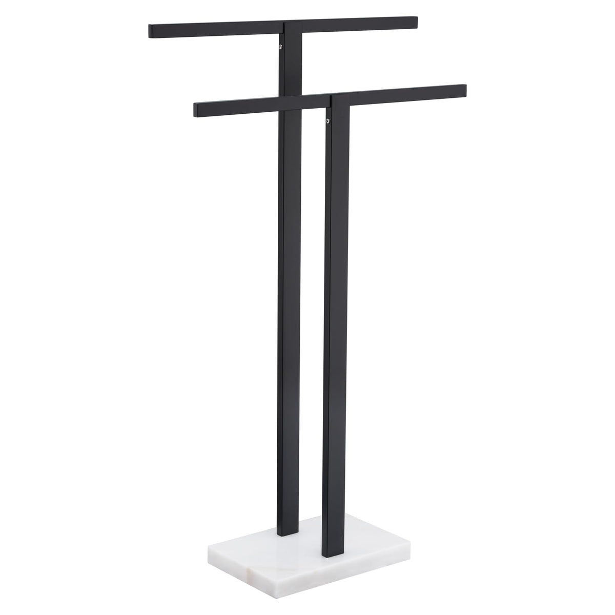 Kokosiri Bathroom Towel Rack 2-Tier Standing Towel Racks With Marble Base, Stainless Steel Freestanding Towel Bars, Thicken Stea