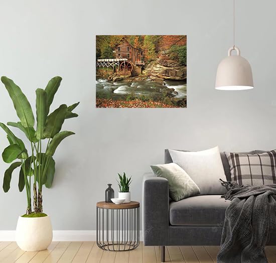 Glade Creek Mill Nature Trees Landscape Wall Decor Art Print Poster (16X20)