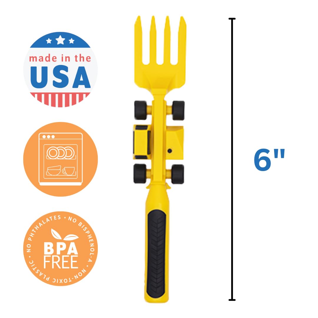Constructive Eating - Toddler Utensils Made in USA - Construction Silverware for Toddlers - Construction Utensils for Kids - Con