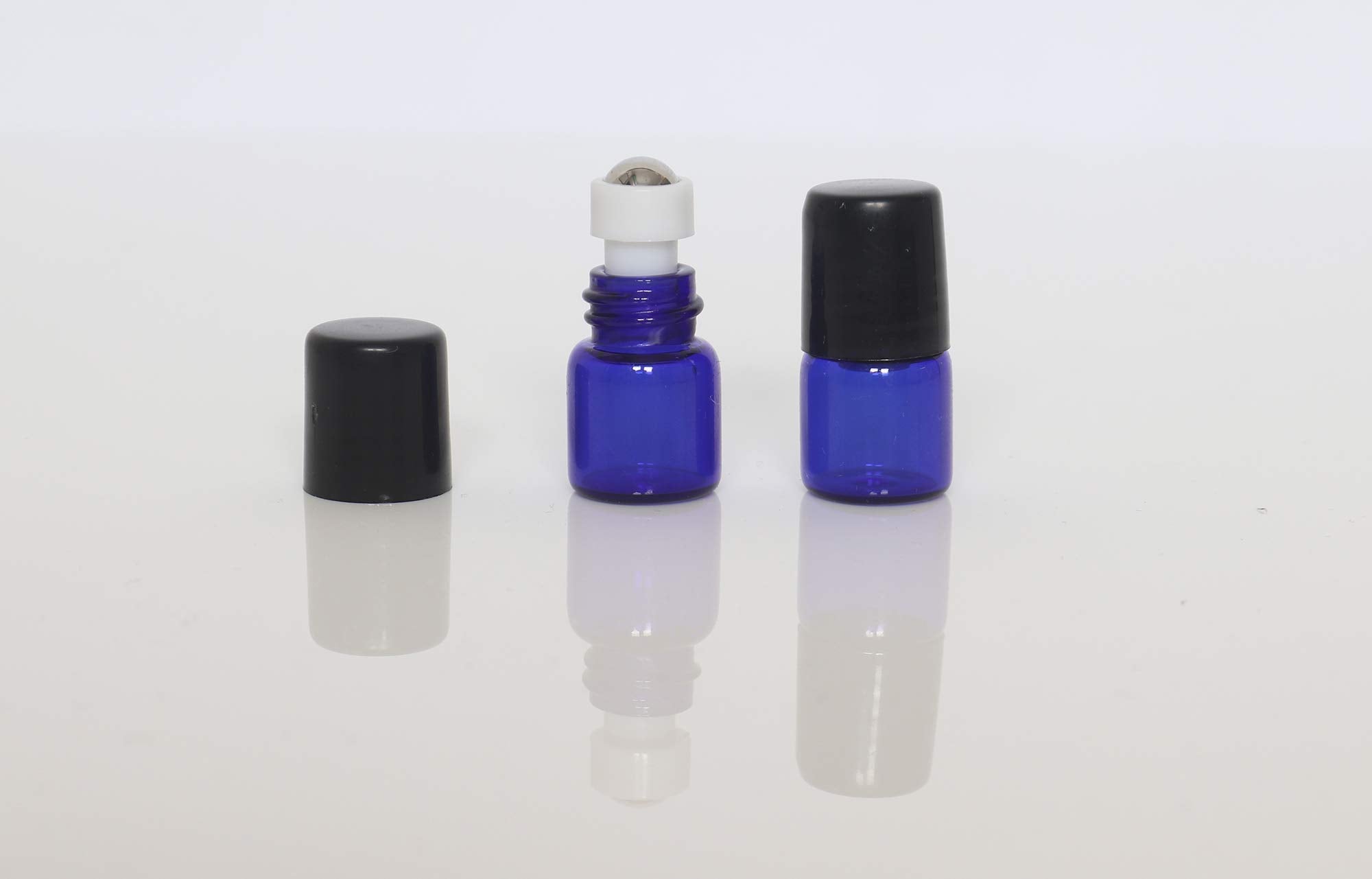 Zbfwmx 20 Pack Set 1Ml Mini Sample Roll Glass Bottles For Essential Oils Roller Refillable Perfume Roll Bottle (1Ml Blue)