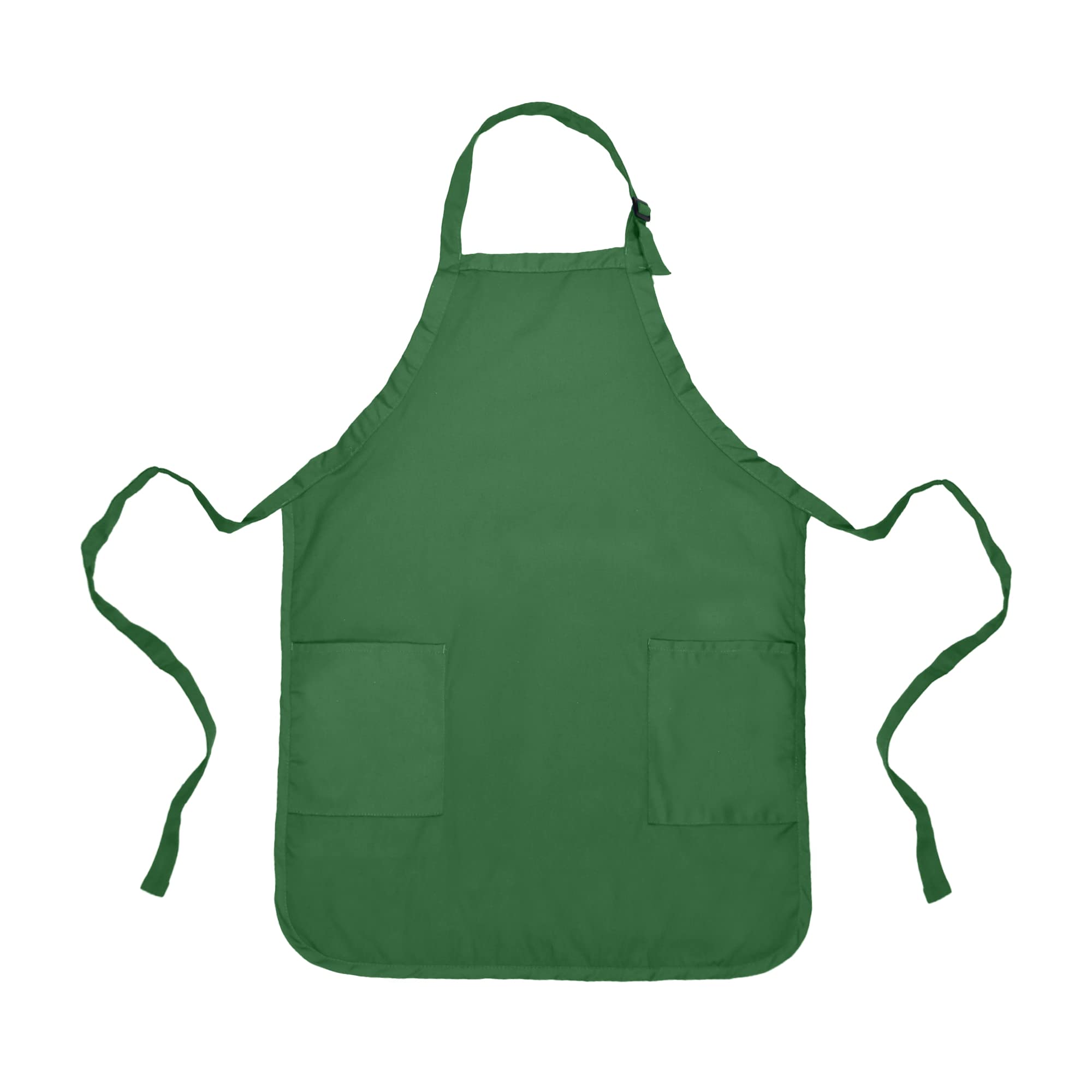Apron Commercial Restaurant Home Bib Spun Poly Cotton Kitchen Aprons (2 Pockets) In Dark Green By Dalix