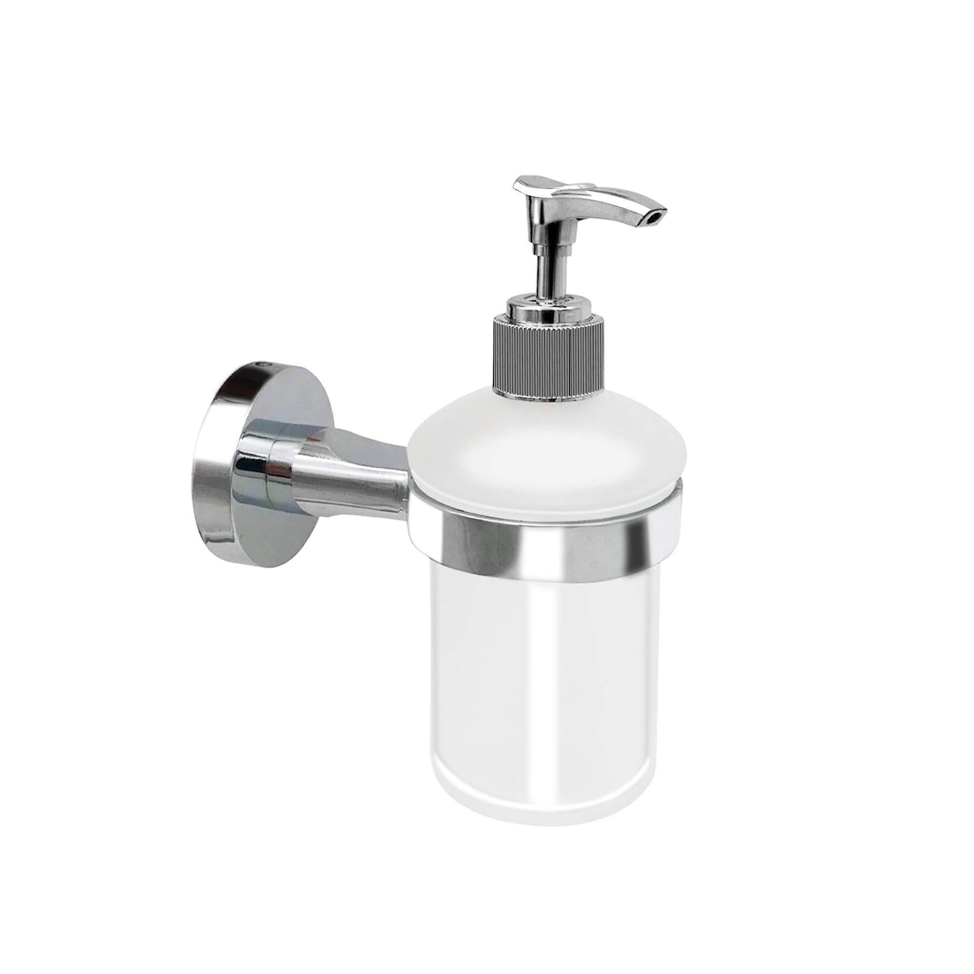 Olum Bathroom Glass Soap Dispenser With Chrome Holder Wall Mounted
