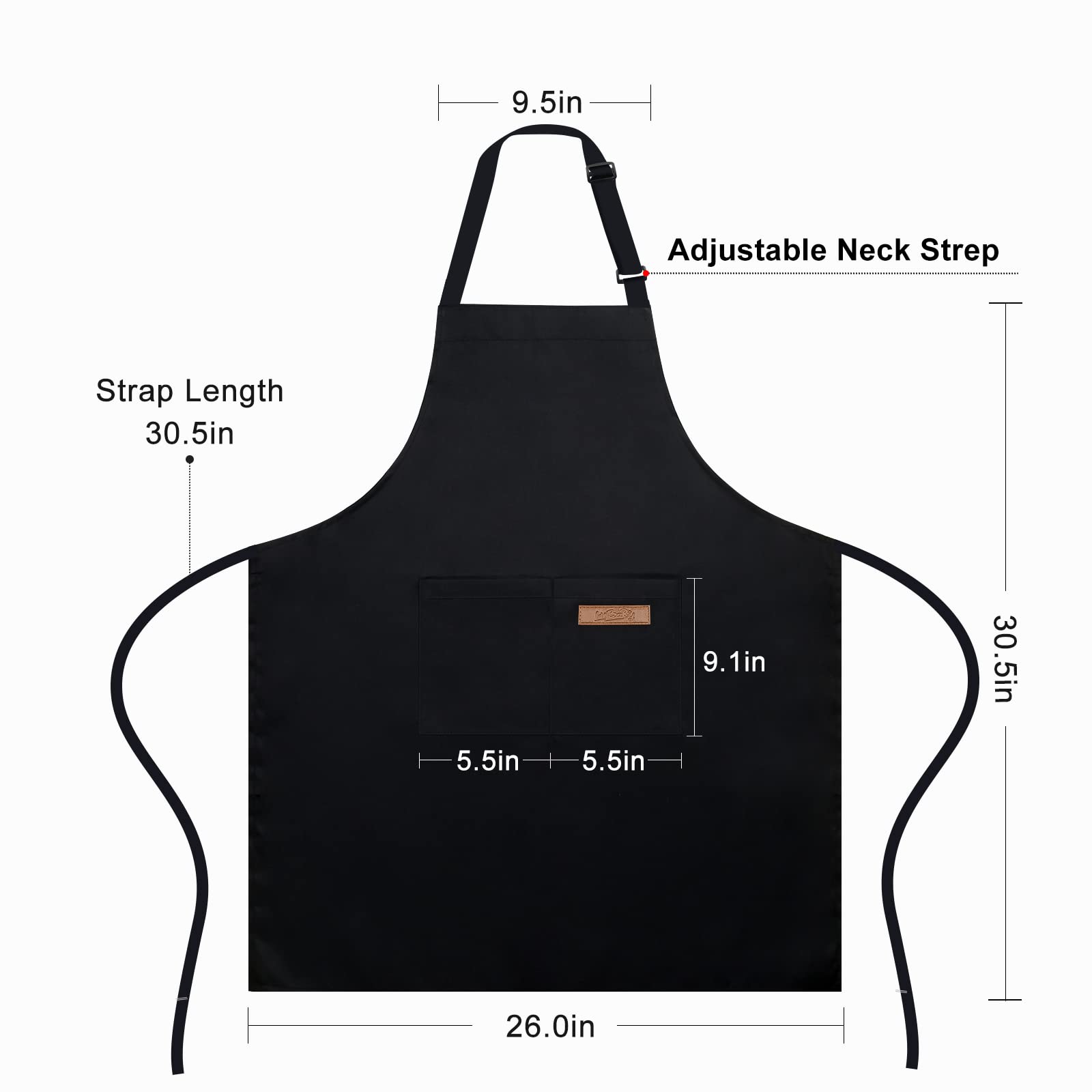 Hibaby Apron, Adjustable 2 Pack Bib Aprons With 2 Pockets Cooking Kitchen Aprons For Men Women, For Bbq Outdoors Baking Crafting
