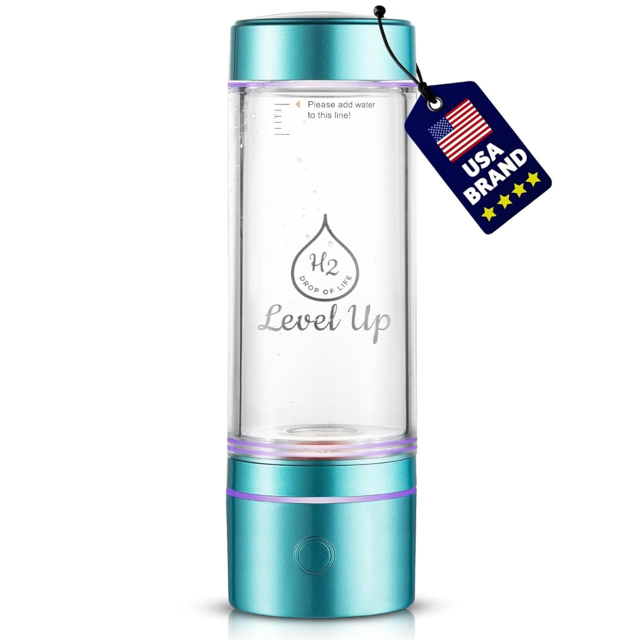 Level Up Way Hydrogen Water Bottle Generator – 2500 PPB H2 – Dual Chamber SPE PEM Technology – Blue