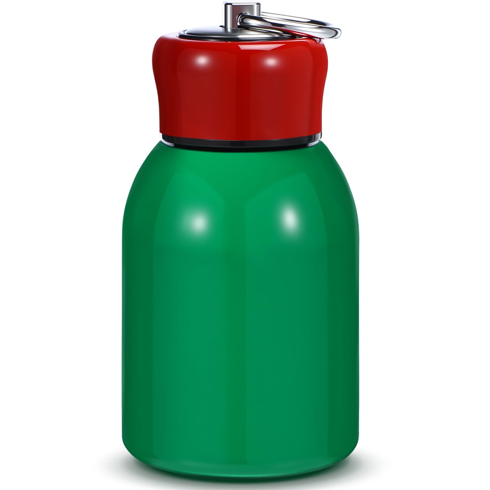Mifoci 1 Pcs 10oz Mini Water Bottles Christmas Green Stainless Steel Slim Insulated Thermal for Hot Cold Drink Small Vacuum Port