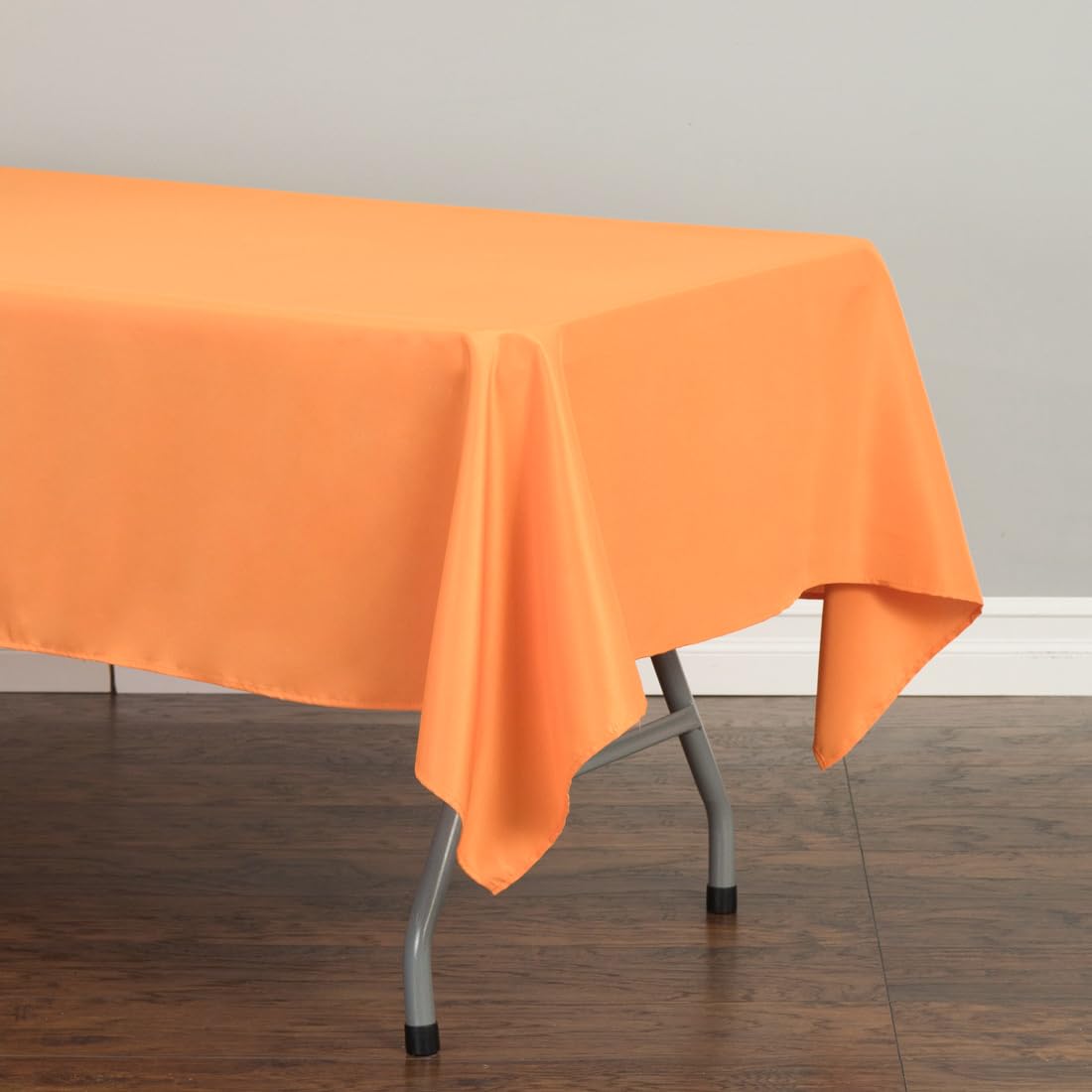 Ltc Linens 10 Pack Orange Rectangular Tablecloths 60 X 126 Inch For 8 Feet Rectangle Banquet Tables With Half-Drop - Stain And W