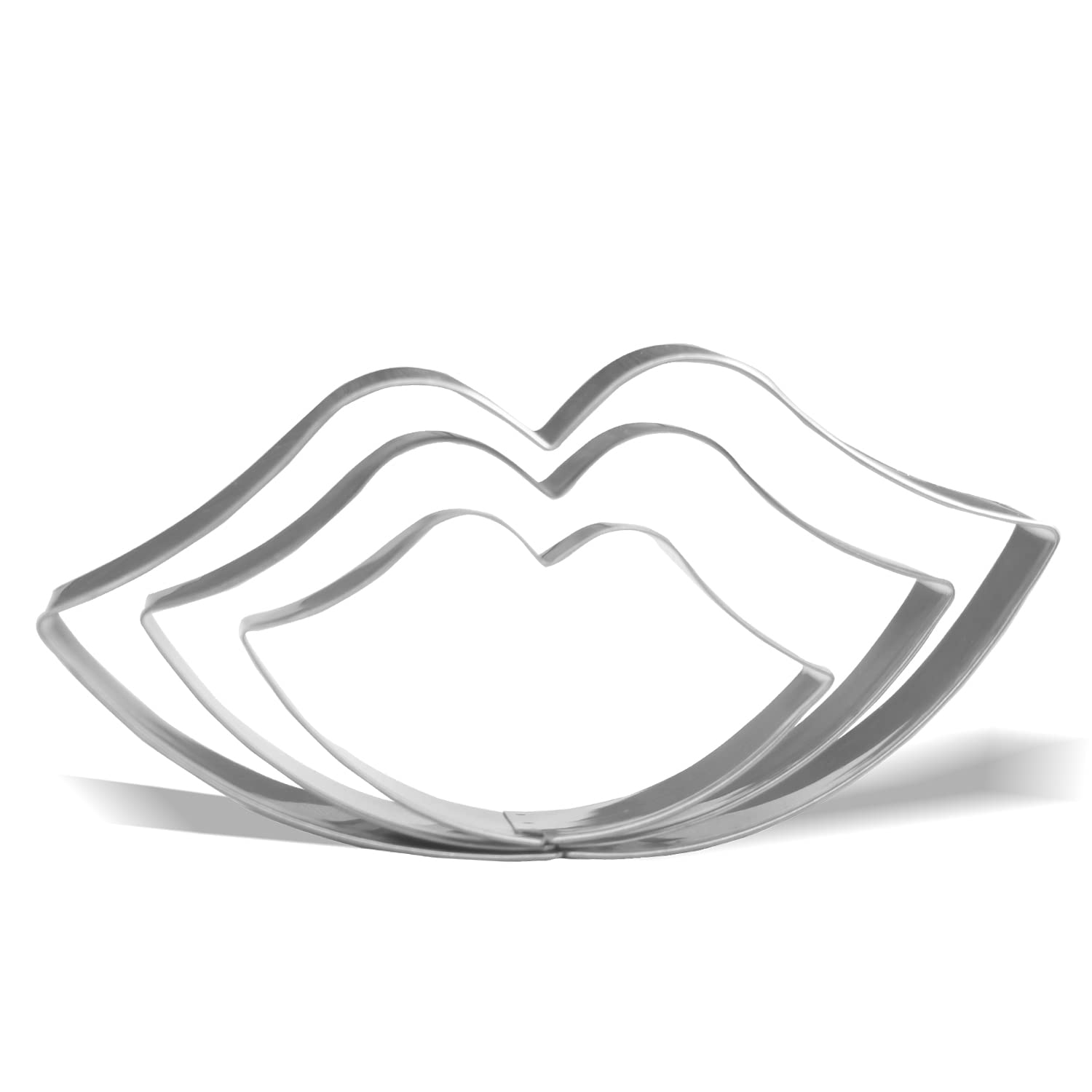 Keewah Lips Kiss Cookie Cutter Set - 5.7   ,4.6   ,3.3    - 3 Piece - Stainless Steel