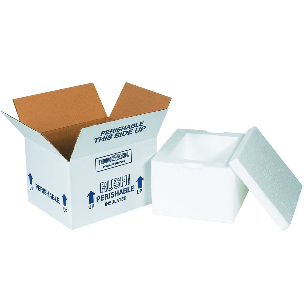 Aviditi Insulated Carton with Foam Shipping Kit, 8 x 6 x 4 1/4, White, For Shipping Temperature Sensitive Items (12 Kits)