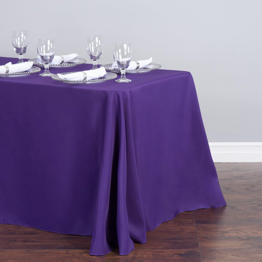 Ltc Linens 5-Pack Rectangular Tablecloths 90 In X 132 In With Rounded Corners - Purple Table Cloths For 6 Ft Rectangle Tables Fl