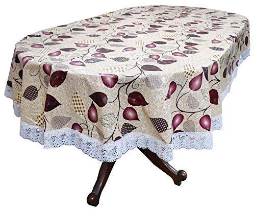 MONKDECOR Multi Leaf Design PVC Printed 10 Seater Table Cover Design10 (Size 60x108 inches)