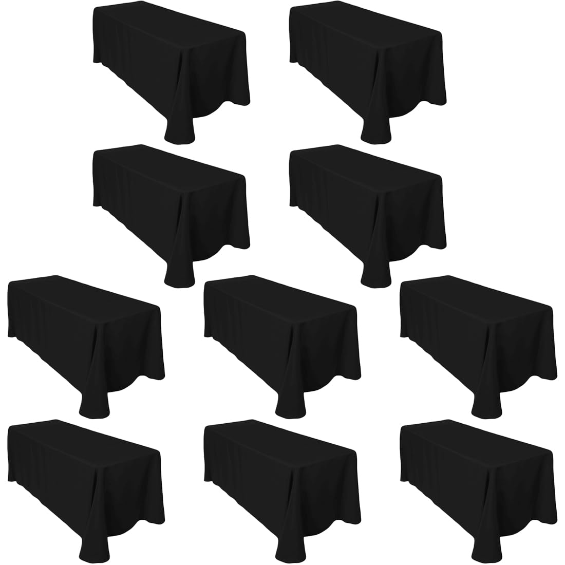 Ltc Linens Bulk 10-Pack Black Rectangular Tablecloths 90 In X 156 In With Rounded Corners - Ideal For 8 Ft Tables With Floor-Len
