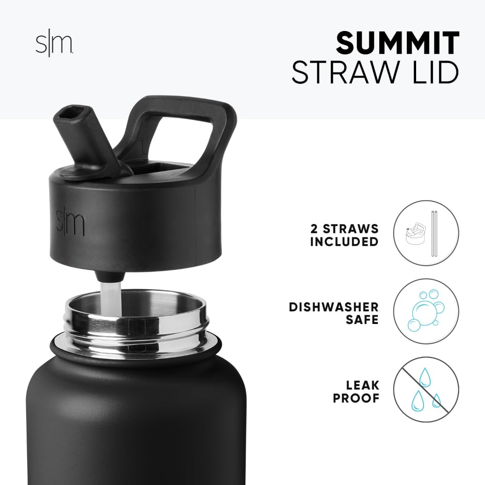 Simple Modern Water Bottle With Straw | Insulated Stainless Steel Thermos For Sports Gym | Summit Collection | 22Oz | Midnight B