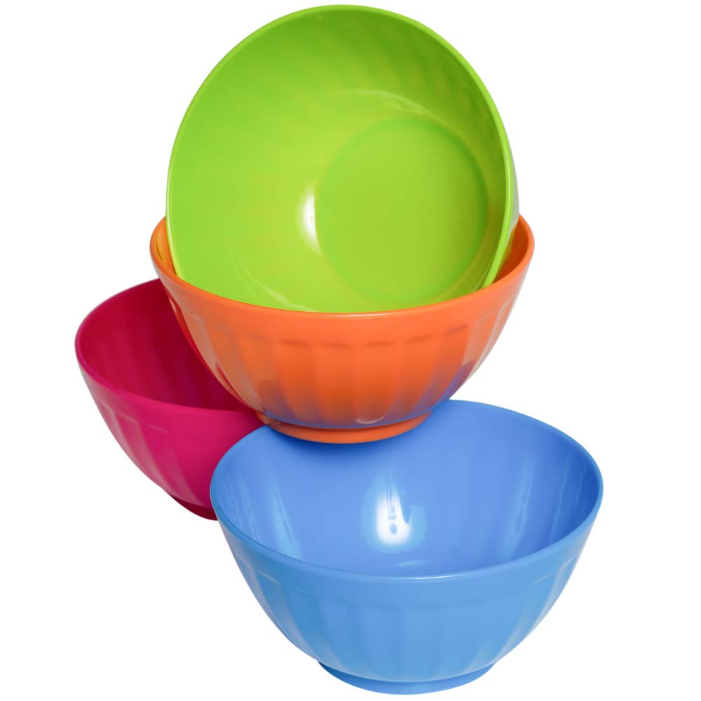 Klickpick Home 6 Inch Plastic Bowls Set Of 8-28 Ounce Large Plastic Cereal Bowls Microwave Dishwasher Safe Soup Bowls - Bpa Free