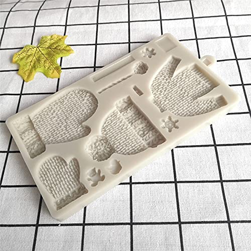 Gulinaza Knitting Silicone Fondant Mold For Gum Paste Icing Cake Cupcake Topper Polymer Clay Decorating
