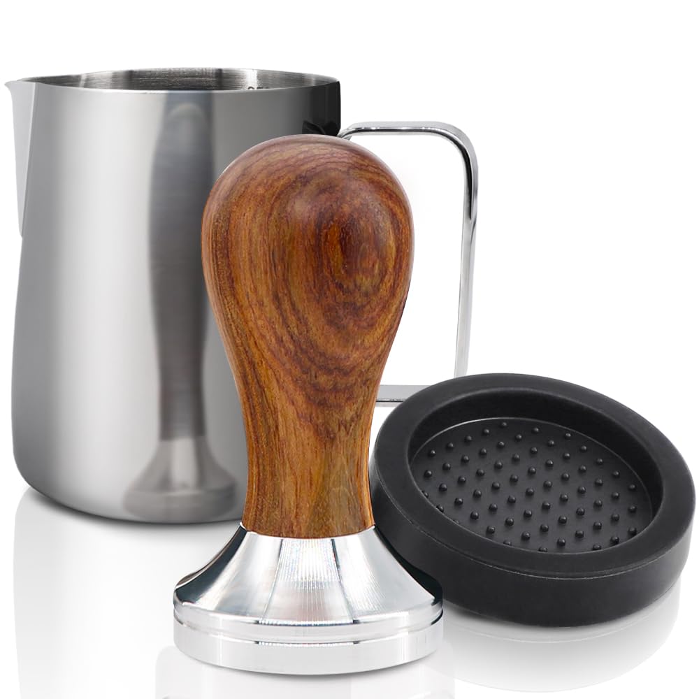 Kyonano Espresso Tamper 51Mm - Tamper With Dalbergia Odorifera Handle -Coffee Tamper Espresso Press Plus Free Milk Frothing Pitc