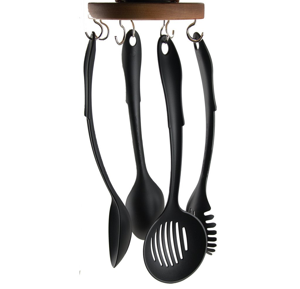 Ez Reach - Under Cabinet Utensil Holder (Maple - White Hooks)