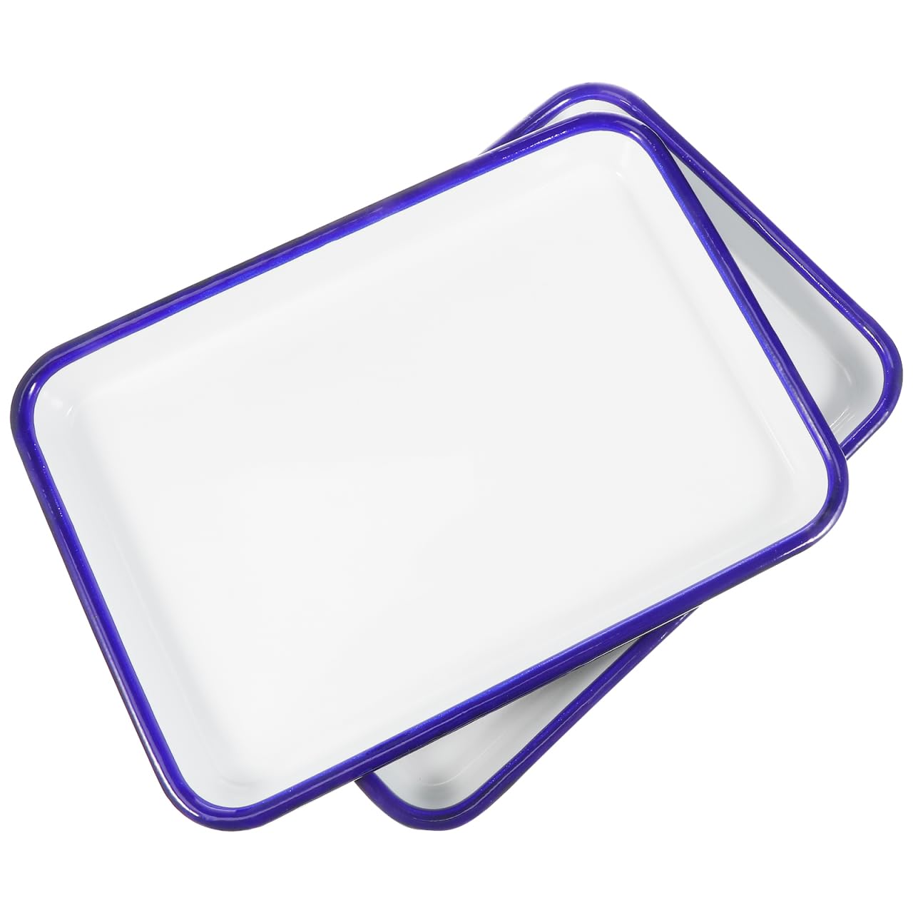 DOITOOL 2 Pack Rectangular Enamel Baking Pans, White Roasting Trays