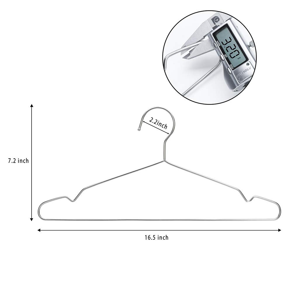 Coat Hangers 40 Pack Clothes Hangers  Seropy Metal Hangers Heavy Duty Wire Hangers with Non Slip Notch  Ultra Thin Stainless Steel Hangers Space Saving Clothing Hanger 16.5 Inch