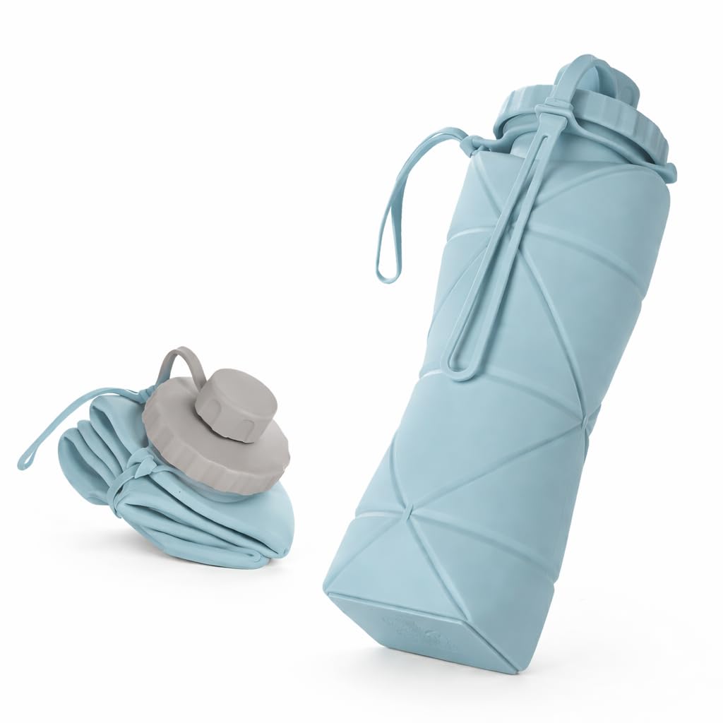 Barebeauty Folding Silicone Water Bottle | Collapsible Travel Water Bottle For Gym, Office, School, Cycling, Hiking & Outdoor Sp