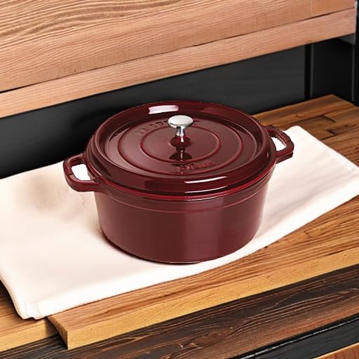 Staub Cast Iron 7-Qt Round Cocotte - Grenadine, Made In France