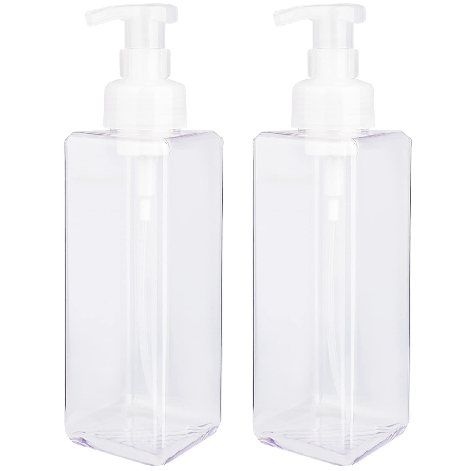 Uujoly Foaming Soap Dispenser 1L (33.8Oz) Refillable Plastic Pump Bottle For Liquid Soap, Shampoo, Body Wash (2 Pcs) (Clear)