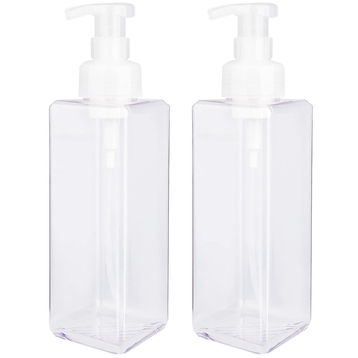 Uujoly Foaming Soap Dispenser 1L (33.8Oz) Refillable Plastic Pump Bottle For Liquid Soap, Shampoo, Body Wash (2 Pcs) (Clear)