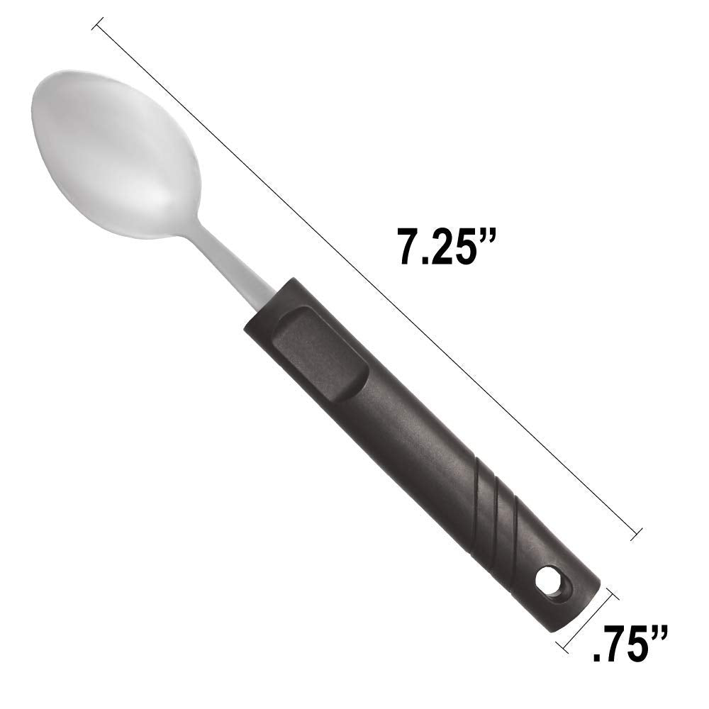 Rehabilitation Advantage Teaspoon - Lightweight Plastic Handle, 0.1 lb, Black, Model 847102000169