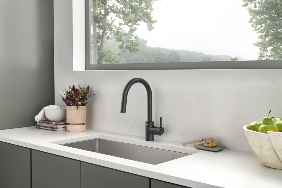 Grohe 326652433 Concetto Pull-Down Kitchen Faucet With Sprayer Matte Black
