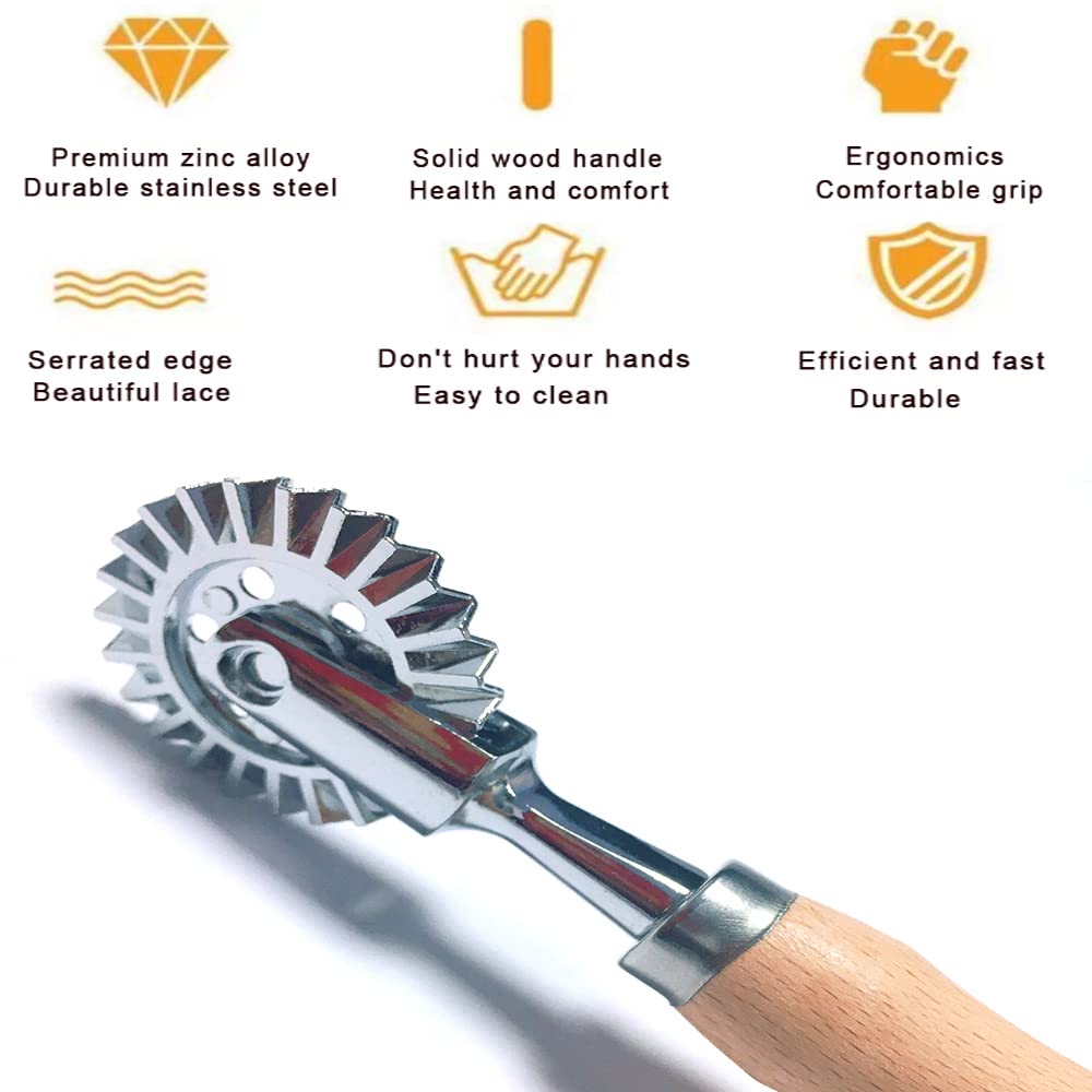 Mtomdy Pastry Wheel Cutter,Pastry And Pasta Cutter Wheel,For Ravioli, Pasta, Dumplings Lasagna, Pierogi - 6.7'' Diameter