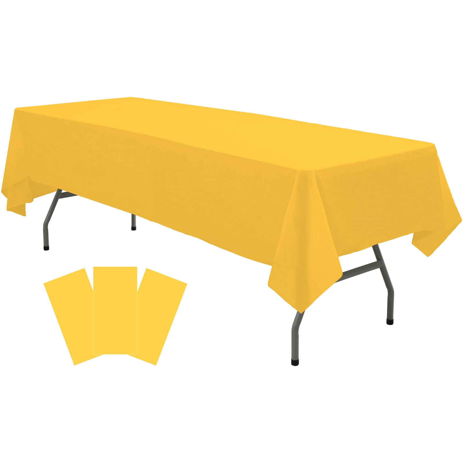 Plastic Yellow Tablecloths 3 Pack Disposable Table Covers 54 In. X 108 In. Table Cloths Bridal Shower Party Tablecovers For Part