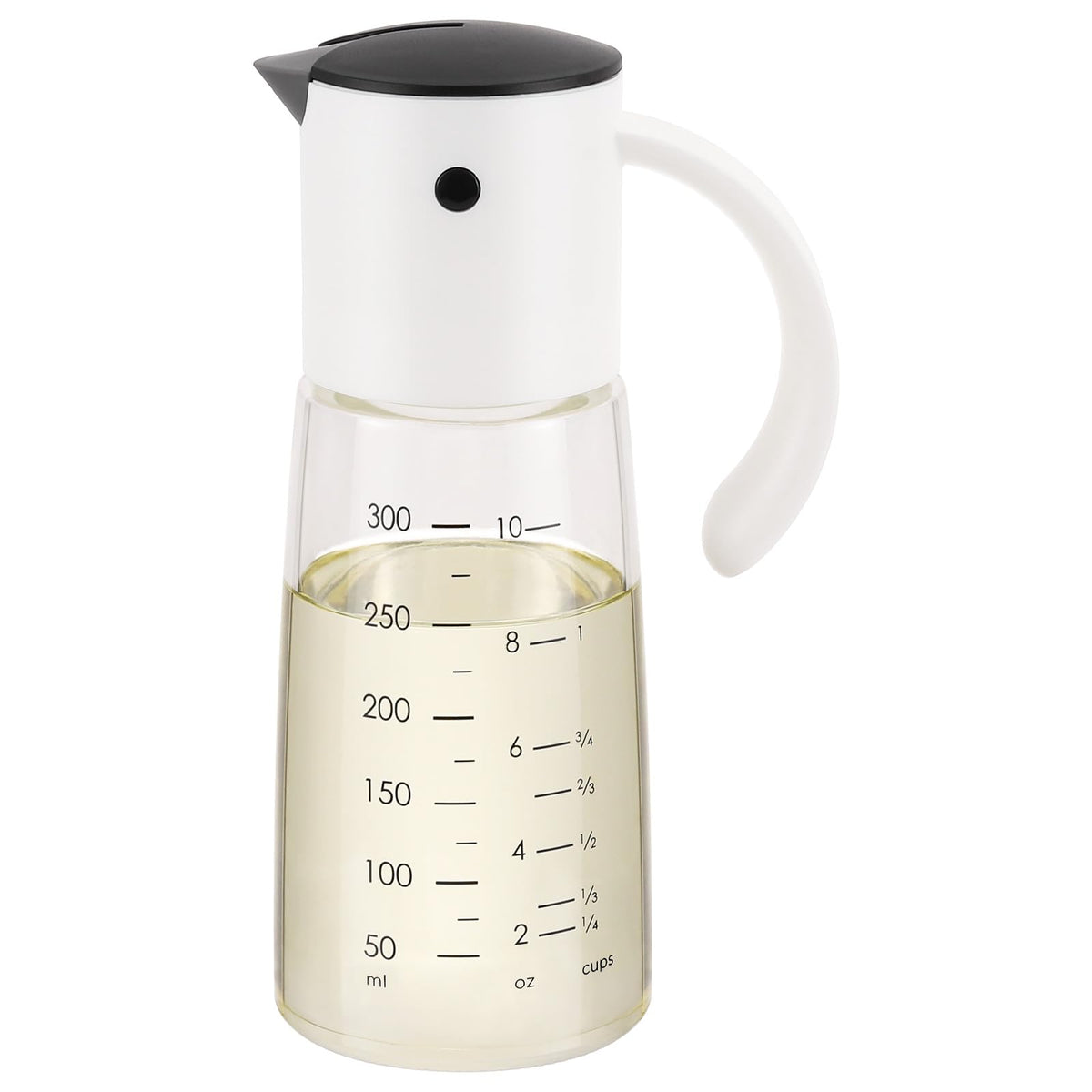 Vucchini Olive Oil Dispenser Bottle Auto Flip Vinegar Dispenser For Kitchen With No-Drip Bottle Spout Pourer(10 Oz,White Color)