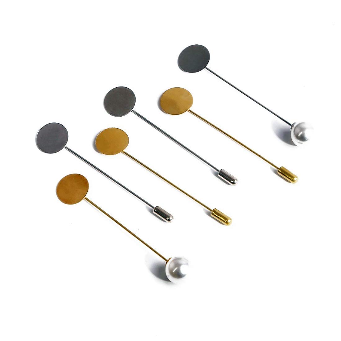 Diy Crafts Pearl Alloy Copper Long Brooch Pin For Diy Brooches Lapel Dress Jewelry Parts Accessories, Pack Oof 10 Piece, Combo &