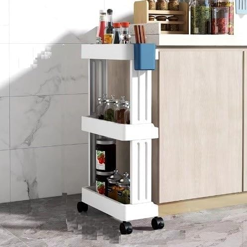 Godfly Folding Storage Rack Easy To Move Slide Out Shelf Basket Rack Trolley Bathroom Kitchen Gap Storage Organizer Pantry Rack
