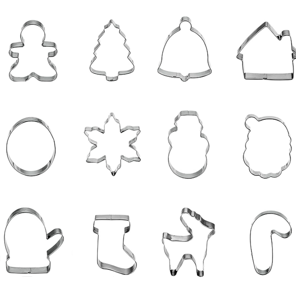 12 Pieces Christmas Cookie Cutters Set - Mini Cute Cookie Cutter Includes Gingerbread Men, Snowflake, Reindeer, Candie, Christma