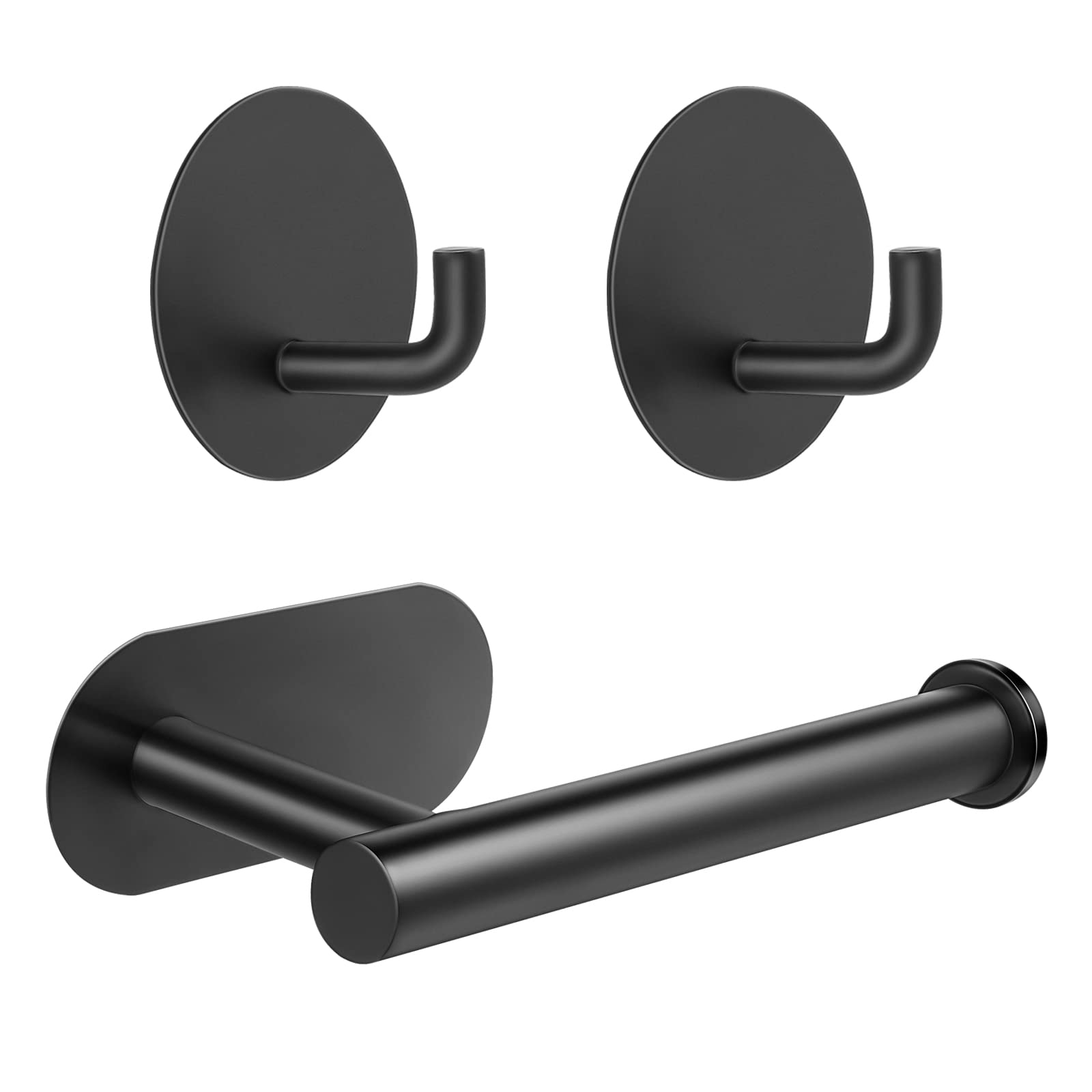 Self Adhesive Toilet Paper Holder And 2 Pack Towel Robe Hooks,Doweiss Bathroom Toilet Paper Roll No Drilling Matte 304 Stainless
