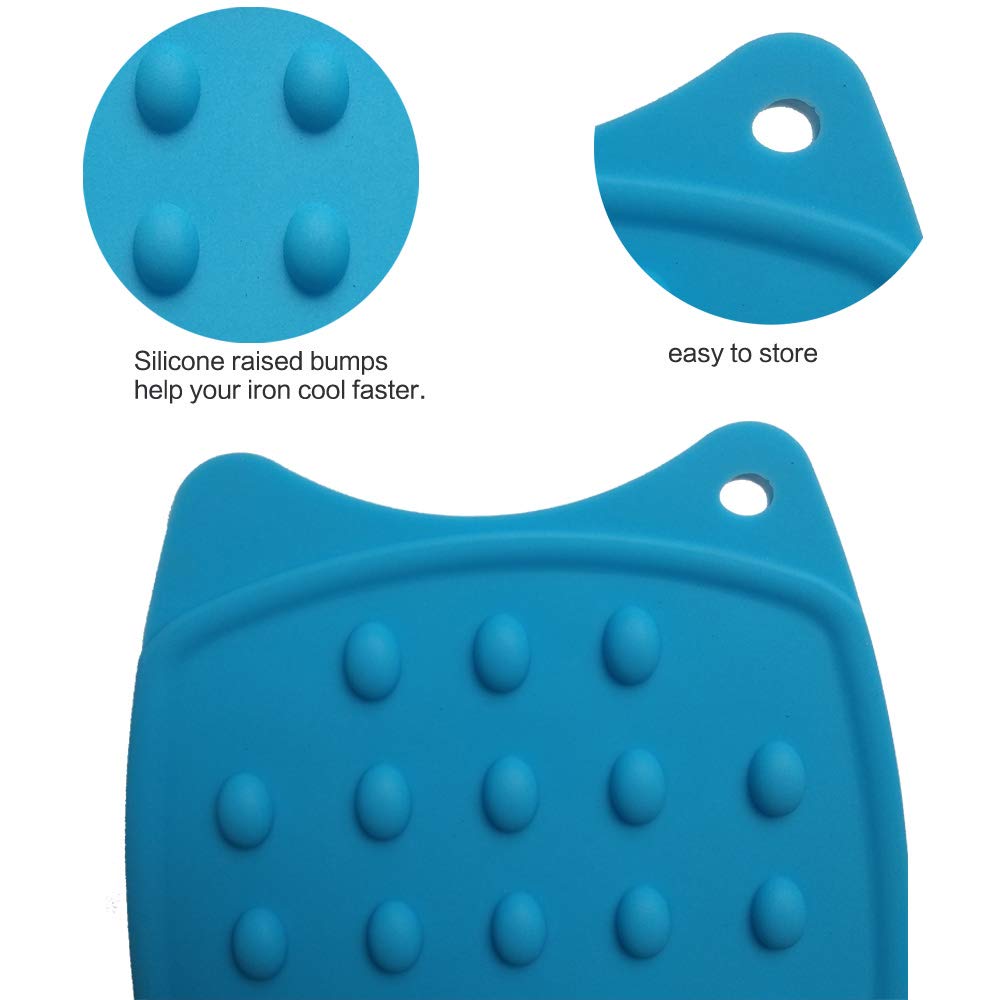 Tangser Multipurpose Silicone Iron Rest Pad For Ironing Board Hot Resistant Mat,Silicone Heat Resistant Iron Rest Pad (Blue)