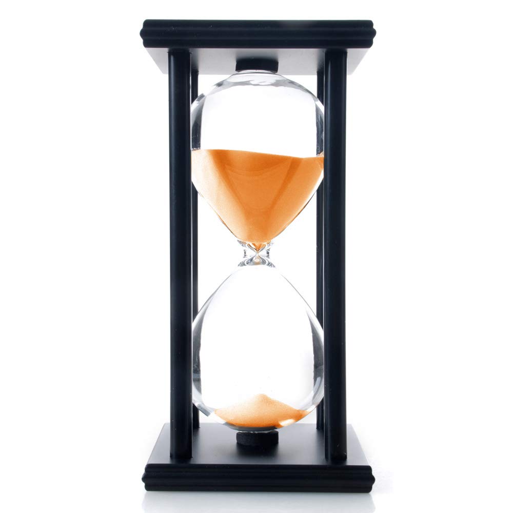 Bellaware 60 Minutes Hourglass, Wood Sand Timer, Orange
