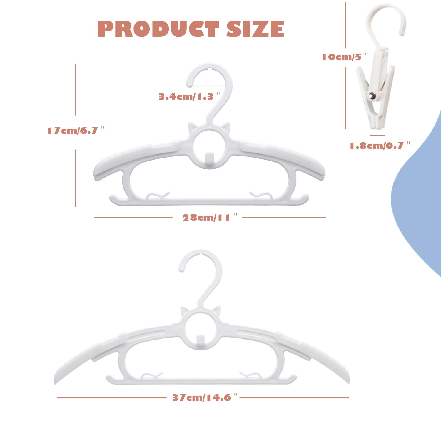 Gencuoir Baby Nursery Closet Hangers, Ultra Thin Non-Slip And Extendable Laundry Infant Pant Hanger For Newborn Clothes 30Pcs11-