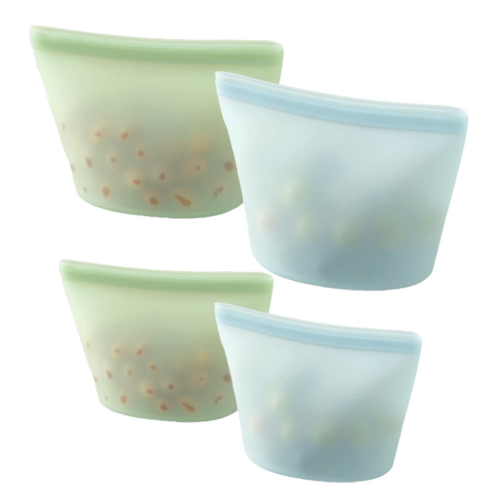 Pandaear 4 Pack Reusable Silicone Food Storage Bags, Leakproof Stand-Up Freezer Bags, Microwave & Dishwasher Safe, For Meal Prep
