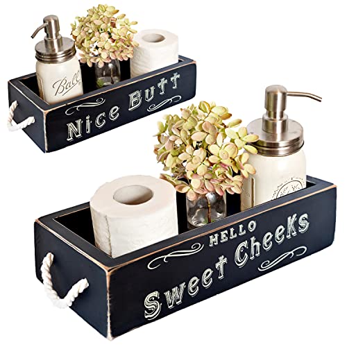 Nice Butt Bathroom Decor Box, One Box With Print On 2 Sides Farmhouse Nice Butt Toilet Paper Holder, Back Of Toilet Decor Funny