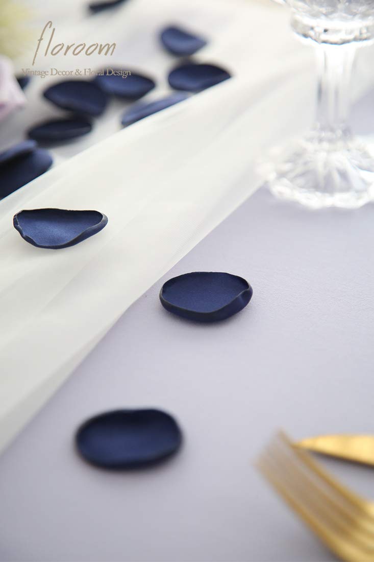 Floroom 500Pcs Silk Rose Petals Navy Blue Flower Petals For Wedding Flower Girl Basket Aisle Scatter Dinner Table Centerpieces P