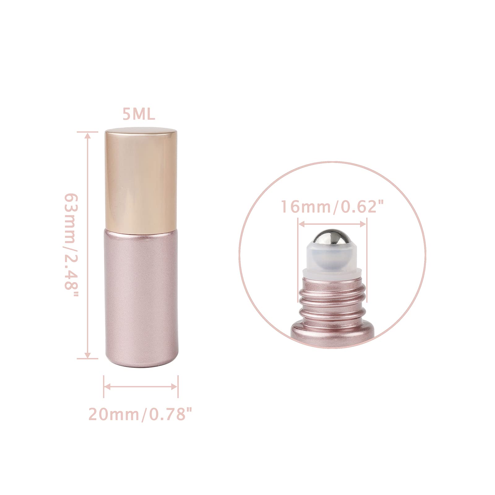 Kesell 14 Pack 5Ml Roller Bottles Matte Rose Gold Empty Refillable Glass Sample Vial With Stainless Steel Balls For Essential Oi