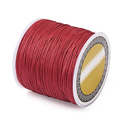 Cheriswelry 100M 08Mm Nylon Beading Cord Cerise Red Chinese Knotting Rattail Macrame Thread String Roll For Jewelry Making Kumih